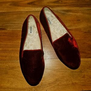 Birdies Red Velvet Starling Shearling Slipper Flats Ladies Size 6 Plush